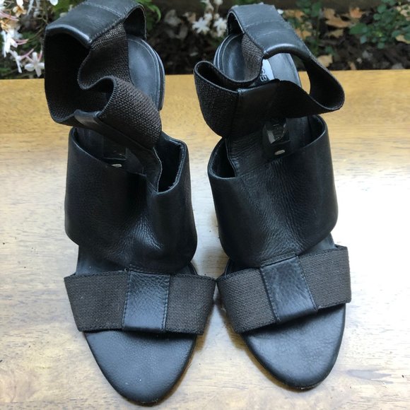 BCBG Maxazria Stiletto Heels Black Straps - Picture 2 of 6